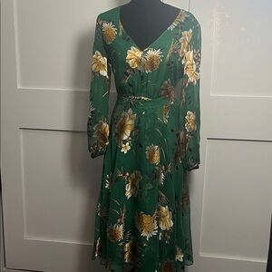 Floral Green Midi Dress Alice + Olivia